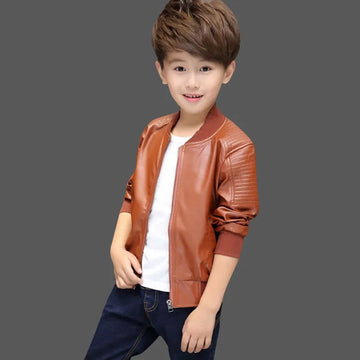 Boys Stylish PU Leather Jackets With Warm Velvety Cotton Inner Lining. (Also Available Without Lining)